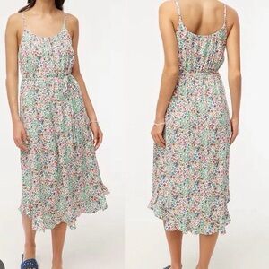 NWT J.Crew Floral Ruffle Midi Curve Hem Dress